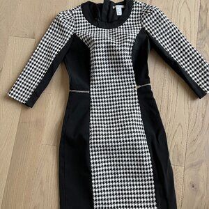 H&M HM Dress Sheath Bodycon Dress Houndstooth Pattern